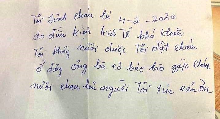 Vụ bé gái 8 tháng tuổi bị bỏ rơi trong thùng xốp: Bức thư viết tay có nội dung gì?