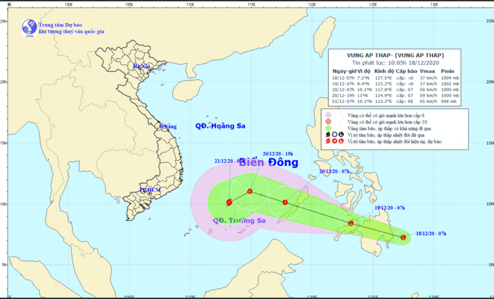 Biển Đông xuất hiện áp thấp có khả năng mạnh lên thành bão