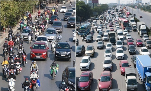 Ngày đầu nghỉ Tết Dương lịch, bến xe, đường trên cao ở Hà Nội 