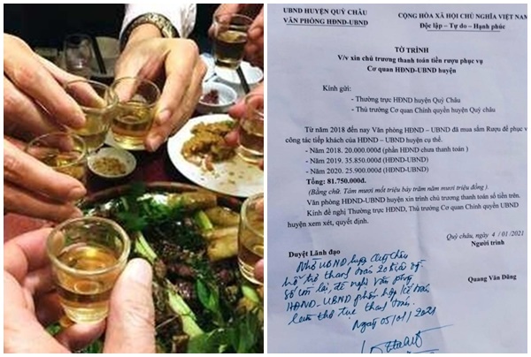 Vụ văn phòng huyện ở Nghệ An xin hơn 80 triệu tiền rượu: Chủ tịch huyện lên tiếng