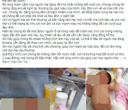 Rơi nước mắt bé trai sơ sinh lở loét khắp người bị bỏ rơi