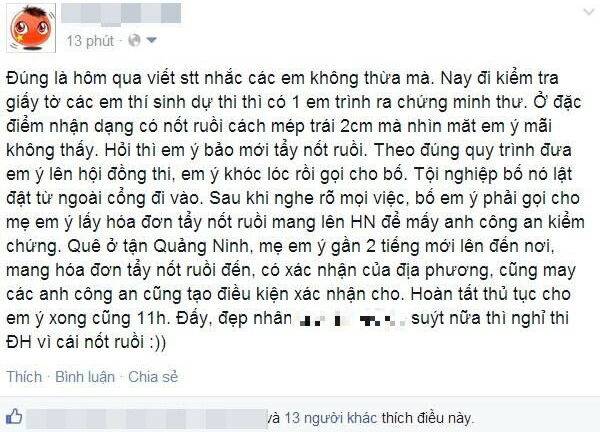 Bi hài thí sinh suýt bỏ thi đại học vì nốt ruồi biến mất