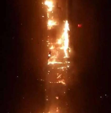 Cận cảnh vụ cháy ở tòa chung cư cao nhất thế giới