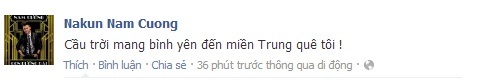 Facebook Sao: Nam Cường cầu trời mang bình yên đến miền Trung 