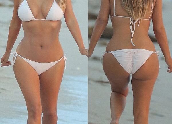 Kim Kardashian diện bikini trắng khoe 3 vòng hoàn hảo