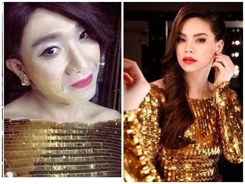 MC Trấn Thành mượn váy dát vàng 24k của Hồ Ngọc Hà