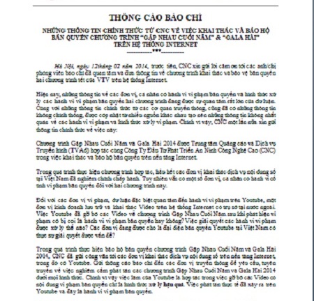 Youtube chắc chắn bị kiện vì vi phạm bản quyền Táo quân 2014