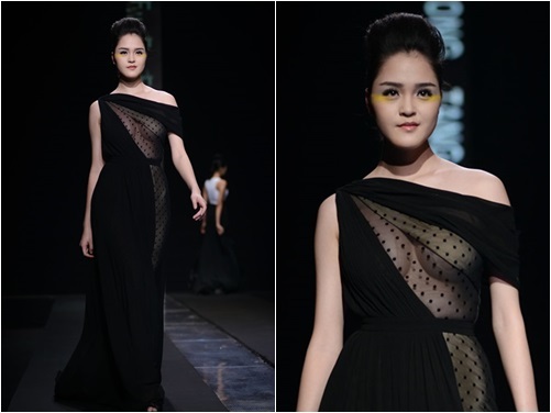 Á hậu Hoàng Anh khoe vòng 1 căng tròn trên sàn catwalk