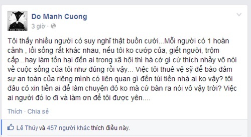 NTK Đỗ Mạnh Cường bức xúc vì bị ‘soi’ thuê vệ sĩ riêng