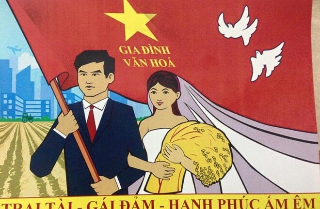 Phát sốt với thiệp mời cưới phong cách tranh cổ động