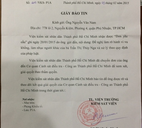 Chuyển đơn tố cáo Thúy Nga sang cơ quan điều tra