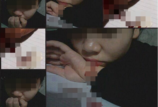 Phản cảm thiếu nữ xinh đẹp rạch tay khóc lóc thảm thương