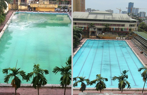 Bể bơi Cầu Giấy sục hóa chất không thay nước trong bể