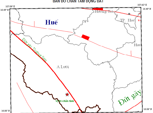 Huế: Động đất 2,9 độ Richter ở huyện A Lưới