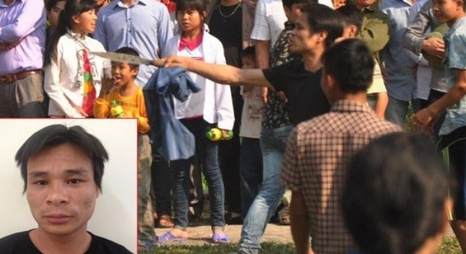 Bắt giữ nam thanh niên vung dao giữa lễ hội cướp phết cầu may