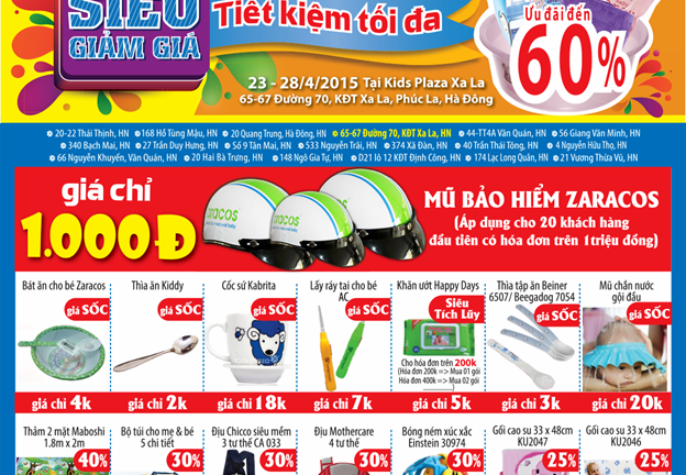 Siêu khuyến mãi mừng khai trương Kids Plaza Xa La