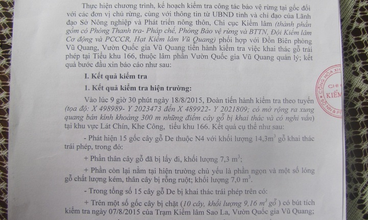 Vụ phá rừng Vũ Quang: Đề nghị kỷ luật Giám đốc Vườn Quốc gia