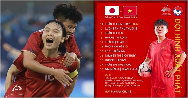 Đội hình ra sân của ĐT nữ Việt Nam với ĐT Nhật Bản: Thanh Nhã, Hải Yến đá chính