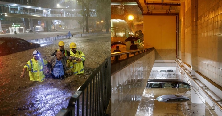 Hong Kong hứng chịu đợt mưa lớn nhất trong 140 năm qua, nước lũ mênh mông