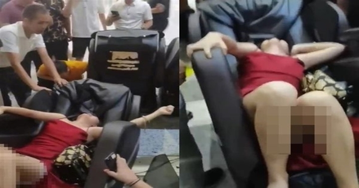 Cô gái đau đớn la hét thất thanh sau khi ngồi lên chiếc ghế massage hay đặt tại siêu thị
