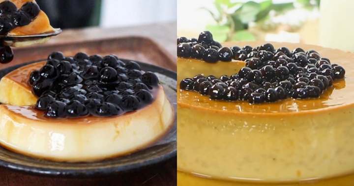 Cách làm bánh flan trà sữa trân châu đường đen “ăn là mê”