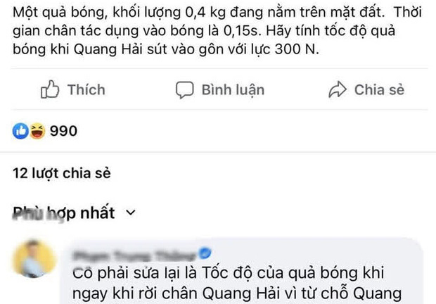 Ra đề theo bàn thắng Quang Hải, 