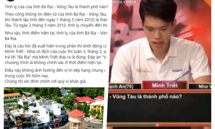 Liên tiếp 2 tuần Đường Lên Đỉnh Olympia mắc lỗi sai kiến thức, phải lên tiếng đính chính