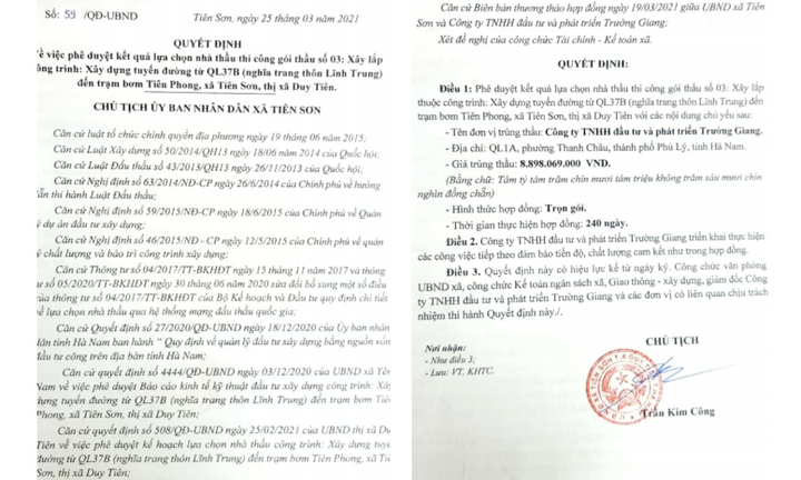 Hà Nam: Có dấu hiệu gian lận, vì sao Công ty Trường Giang vẫn liên tiếp trúng thầu?