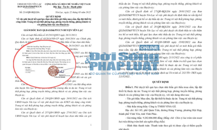 BQLDA huyện Yên Lạc (Vĩnh Phúc): Công tác sử dụng vốn đầu tư công có nhiều bất thường