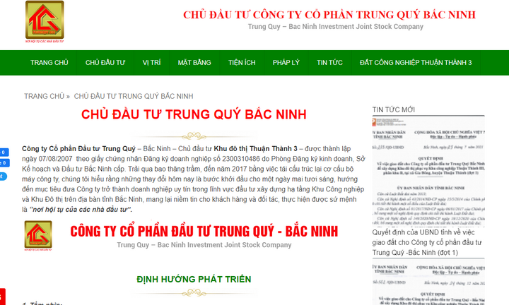 Thanh tra dự án khu đô thị của Công ty Trung Quý – Bắc Ninh