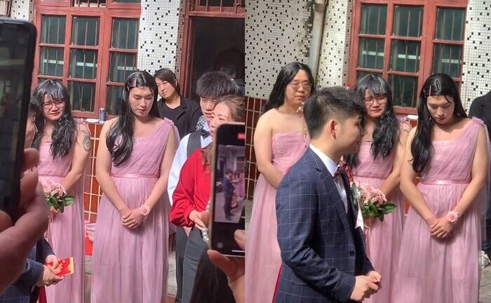 Chú rể ngại không dám nhìn phù dâu, dân mạng tưởng “nữ thần”, soi kỹ ảnh liền “cười té ghế”