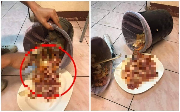 Đôi vợ chồng vừa đưa con rời đi, nhà hàng buffet phát hoảng khi thấy thứ trong thùng rác