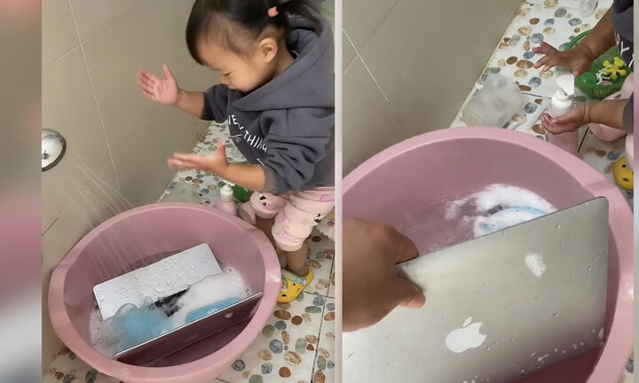 Bố phàn nàn laptop quá nhiều bụi bẩn, hành động của con gái gây choáng