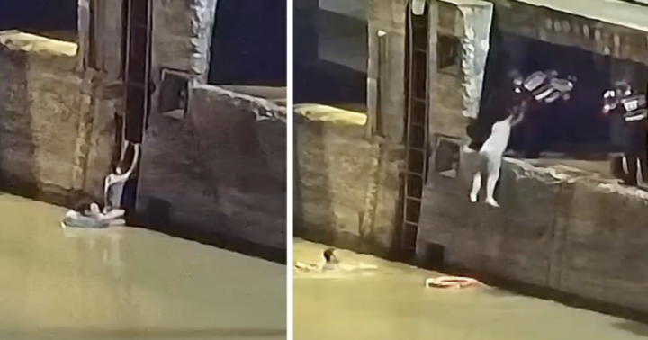 Nghẹt thở màn giải cứu người đàn ông nhảy sông tự tử tại Trung Quốc