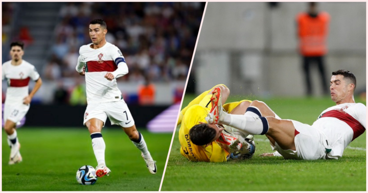 Đạp vào mặt thủ môn đối phương, Ronaldo may mắn thoát thẻ đỏ nhưng vẫn bị treo giò