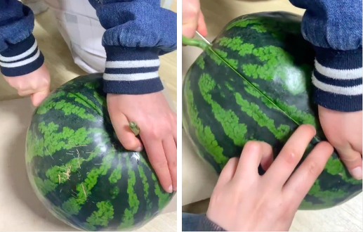 Cô gái có màn bổ dưa hấu 