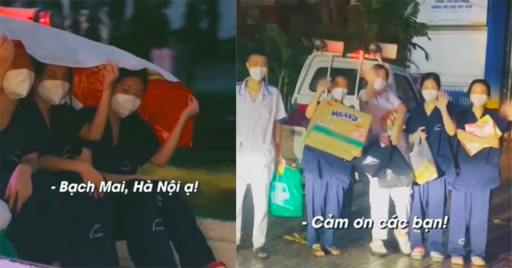 Clip: Nhóm sinh viên Hà Nội chống dịch co ro trên thùng xe giữa cơn mưa lớn khiến nhiều người xót xa