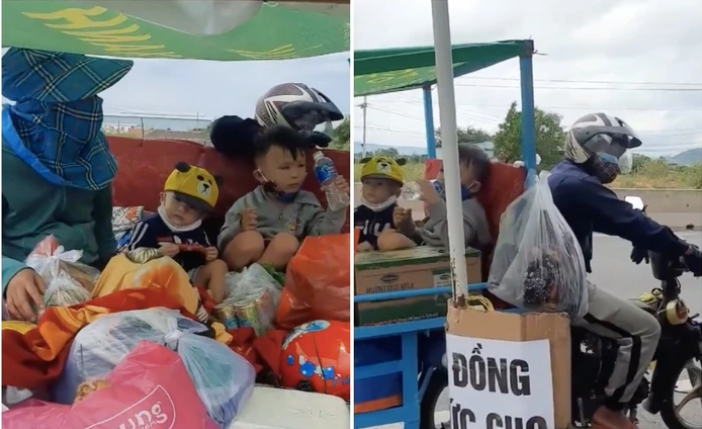 Người đàn ông chở cả gia đình trên chiếc xe ba gác vượt gần 2000km từ TP.HCM về Thái Bình