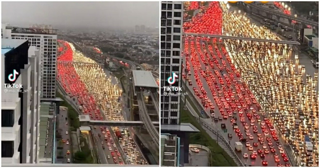 Clip: Cảnh kẹt xe kinh hoàng vào giờ cao điểm bất ngờ tạo thành tác phẩm nghệ thuật độc đáo