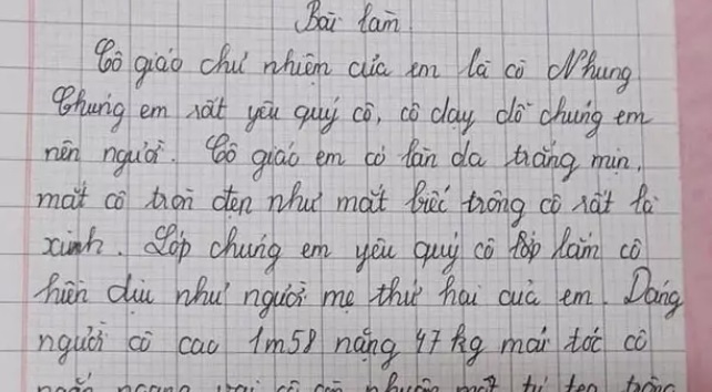 Học sinh làm văn tả giáo viên chủ nhiệm, lời gửi gắm cuối bài khiến dân tình cười ngất