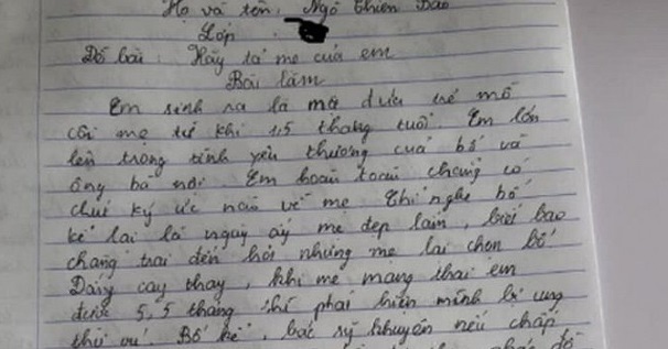 Bật khóc trước bài văn kể về người mẹ đã khuất của nam sinh lớp 7