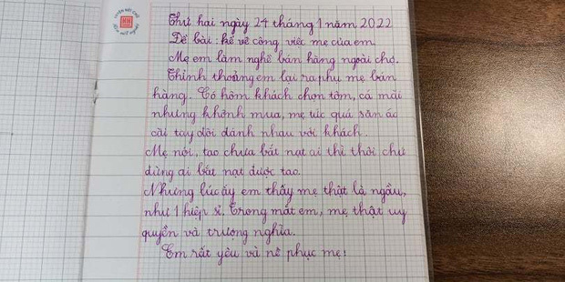 Học sinh lớp 2 miêu tả công việc của mẹ khiến cộng đồng mạng