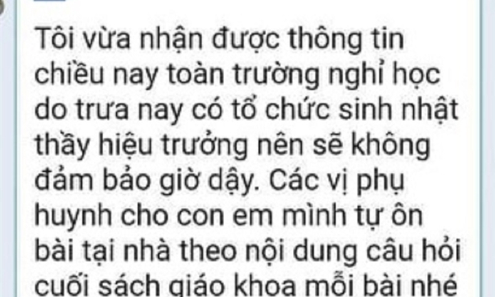 Xôn xao thông tin học sinh được nghỉ vì trường tổ chức sinh nhật cho hiệu trưởng: Người trong cuộc phân trần