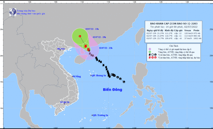 Bão số 1 giật cấp 15 có đổ bộ vào Việt Nam không?