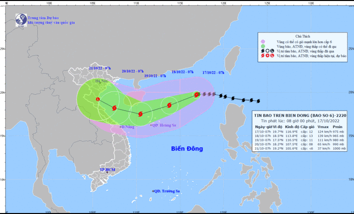 Diễn biến mới nhất của cơn bão số 6, giật cấp 14 đang quần thảo Biển Đông