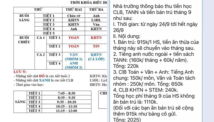 Trường kết hợp chương trình liên kết ngoài: Con không tham gia học 