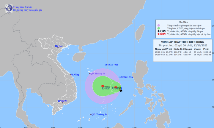 Áp thấp mạnh lên thành áp thấp nhiệt đới, miền Trung chuẩn bị mưa lớn