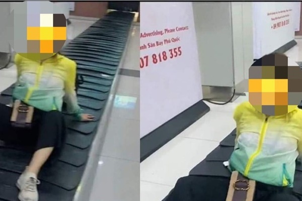 Xác minh vụ cô gái ngồi phản cảm trên băng chuyền hành lý sân bay