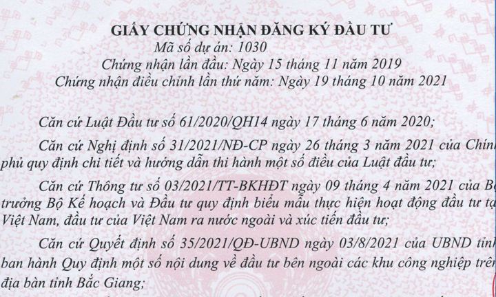 Giấy chứng nhận đăng ký đầu tư điều chỉnh là gì?