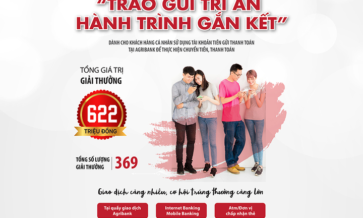 Chương trình khuyến mãi mừng sinh nhật 34 năm Agribank “Trao gửi tri ân – Hành trình gắn kết”